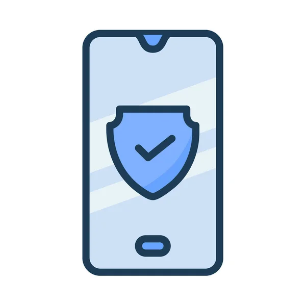 Escudo Telefone Ícone Isolado Único Protegido Segurança Com Ilustração Vetor —  Vetores de Stock