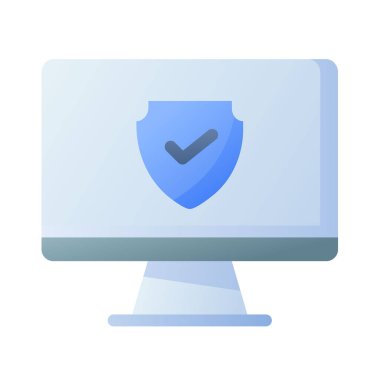 masaüstü kalkanı korumalı tek bir izole edilmiş simge pürüzsüz biçim vektör resimlemesi