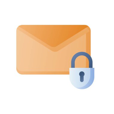 e- posta kilidi koruması şifrelemeyi pürüzsüz biçim vektör illüstrasyonuna sahip tek bir izole simgeye zarfla