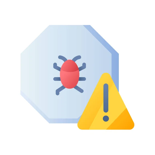 Aviso Sinal Bug Alerta Perigo Único Ícone Isolado Com Ilustração —  Vetores de Stock