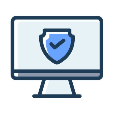 masaüstü kalkanı güvenli korunmuş tek bir izole edilmiş simge çizgi biçimi çizili veya çizili