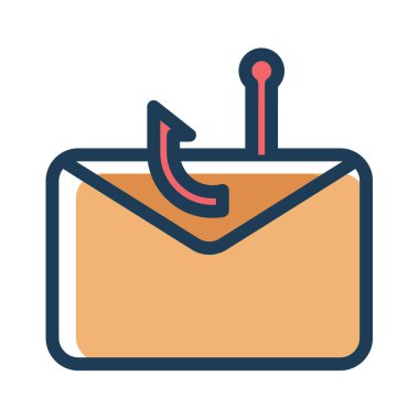 phishing e- posta dolandırıcılığı kötü yazılım yemi tek bir izole simge tire veya kesik satır biçimi vektör ilülasyonu