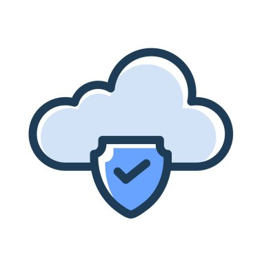 Bulut kalkanı güvenliği tek bir izole simgeyi çizgi biçimi resimlemesi ile doğruladı ve emniyete aldı