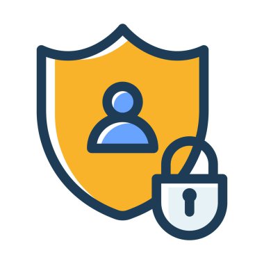 mahremiyet kilidi güvenlik kalkanı çizgi biçimi resimli tek bir izole simge