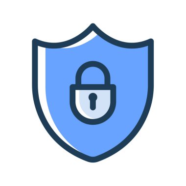 Koruma kalkanı güvenlik kilidi çizgi biçimi resimli tek bir izole simge