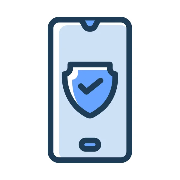 Telefone Escudo Segurança Protegido Único Ícone Isolado Com Traço Tracejado —  Vetores de Stock