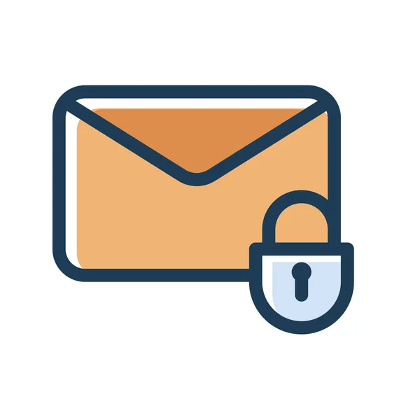 Email Lock Skydd Kuvert Kryptering Enda Isolerad Ikon Med Bindestreck — Stock vektor