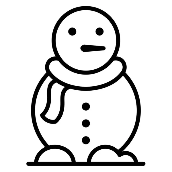 Nieve Invierno Muñeco Nieve Único Icono Aislado Con Esquema Estilo — Vector de stock