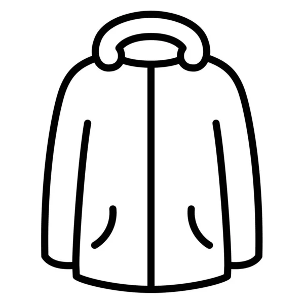 Пальто Зимова Куртка Одяг Одиночна Ізольована Значок Контурним Стилем Векторні — стоковий вектор