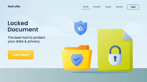 ロックされた文書インターネットセキュリティ保護技術ウェブサイトの着陸ホームページのベクトル図 ベクターグラフィックス