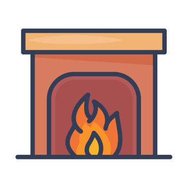 Şömine ocağı bacası kış tek bir izole simge ile doldurulmuş çizgi biçimi illüstrasyon
