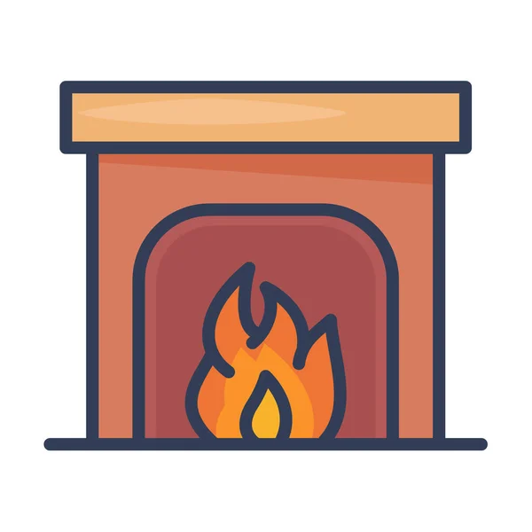 Fireplace Pit Chimney Winter Single Isolated Icon Filled Line Style — Stock Vector