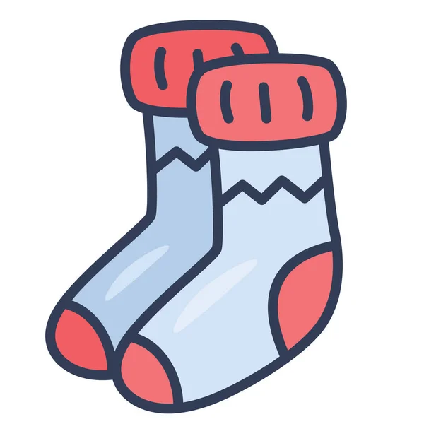 Çoraplar Ayak Kış Sıcak Tek Izole Ikon Dolu Çizgi Biçimli — Stok Vektör