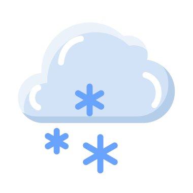 Kış yağmuru bulutu tek bir izole edilmiş ikon düz stil vektör çizimi