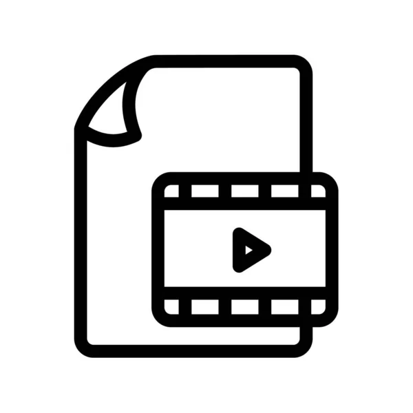 Fichier Document Vidéo Page Papier Icône Isolée Unique Avec Illustration — Image vectorielle