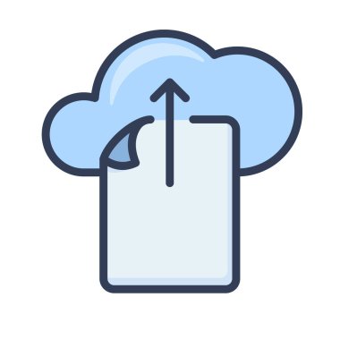 Belge kağıdı sayfa bulutu yükle Dolu satır biçimi illüstrasyonlu tek bir izole simge