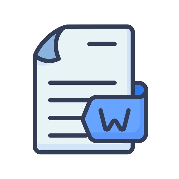 Word Dokument Datei Papier Dokumente Format Einzelne Isolierte Symbol Mit — Stockvektor