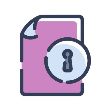 Şifrelenmiş belge dosyası sayfa parolası çizgi biçimi vektörü ile izole edilmiş tek simge