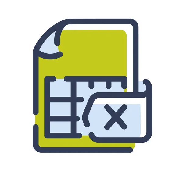 Excel Документ Бумажный Лист Страницы Один Изолированный Значок Тире Тире — стоковый вектор