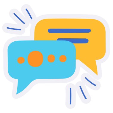 Sohbet iletişim ileti grubu ipliği etiketli tek izole edilmiş simge kesim biçimi vektörü