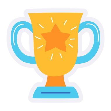 Ödül kupasının ödül ödülünü kazanan kişi, stil kesim vektörüyle izole edilmiş tek bir simge elde eder.