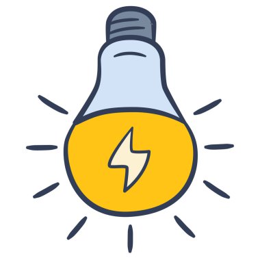 Fikir Ampulü Düşünce konsepti. Karalama rengi tam renk vektörü olan tek izole simge.