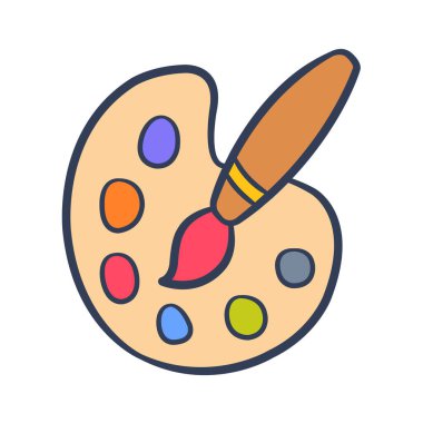 sanat paleti fırça görsel tasarım yaratıcılık yaratıcı tek izole ikon karalama renkli renk vektörü