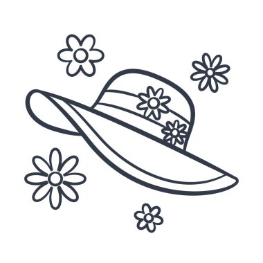 Pamela şapkası çizim el çizimi biçim vektörlü tek izole simge