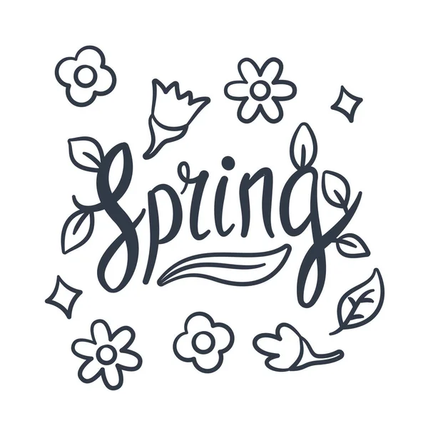 Springtime Banner Single Isolated Icon Sketch Hand Drawn Outline Style — Stock Vector