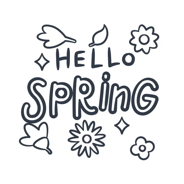 Hello Springtime Single Isolated Icon Sketch Hand Drawn Outline Style — Stockvektor