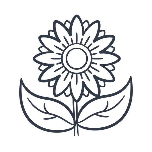 Sunflowers Single Isolated Icon Sketch Hand Drawn Outline Style Vector — Archivo Imágenes Vectoriales