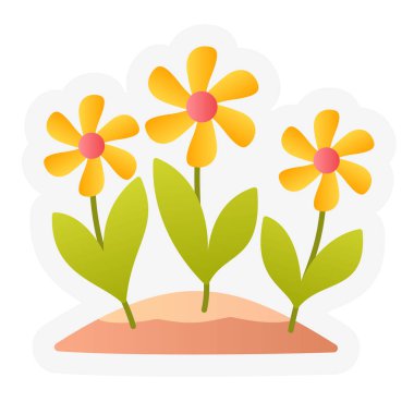 Çiçekler ilkbahar veya ilkbahar izole edilmiş tek simge etiket ana hatlarıyla kesim biçimi vektörü