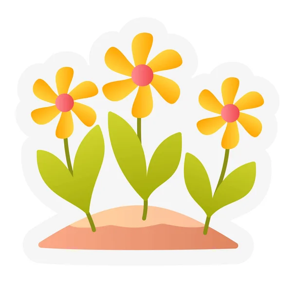 花春または春の一枚葉のアイコンとシールアウトラインカットスタイルベクトル — ストックベクタ