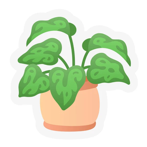 Flower Pot Spring Springtime Single Isolated Icon Sticker Outline Cut — Stock vektor