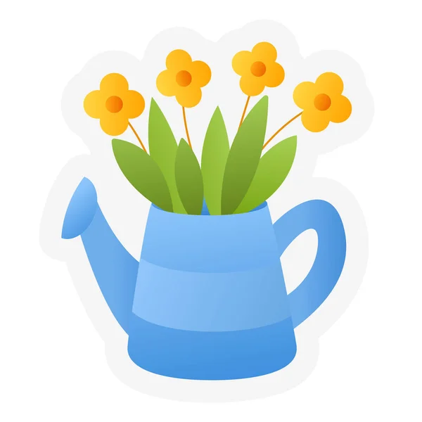 Plant Pot Spring Springtime Single Isolated Icon Sticker Outline Cut — Archivo Imágenes Vectoriales