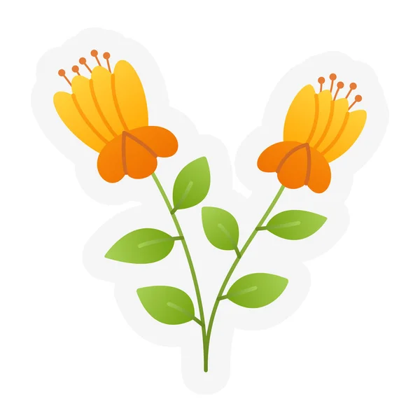 Flowers Spring Springtime Single Isolated Icon Sticker Outline Cut Style — Archivo Imágenes Vectoriales
