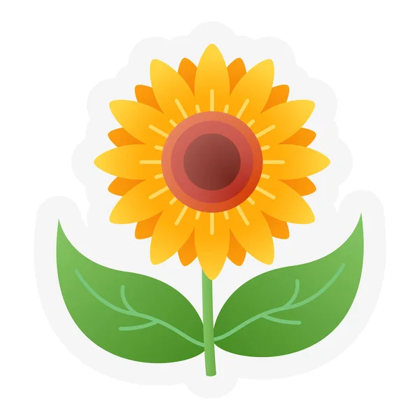 Sunflowers Spring Springtime Single Isolated Icon Sticker Outline Cut Style — Vettoriale Stock