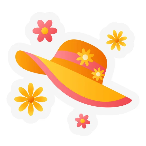 Pamela Hat Spring Springtime Single Isolated Icon Sticker Outline Cut — Stock Vector