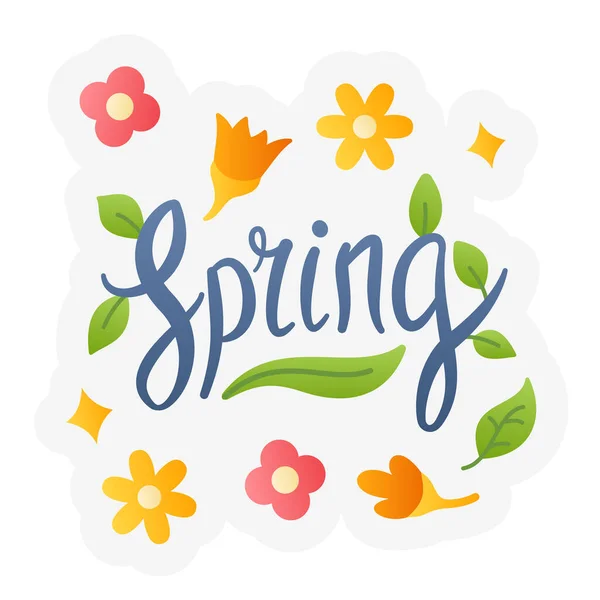 Springtime Banner Spring Springtime Single Isolated Icon Sticker Outline Cut — Stockvektor