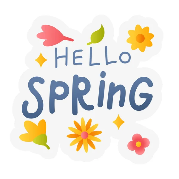 Hello Spring Spring Spring Single Isolated Icon Sticker Outline Cut Лицензионные Стоковые Иллюстрации
