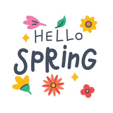 Merhaba bahar ilkbaharı veya bahar mevsimi karalama renkli renk vektörlü tek izole ikon