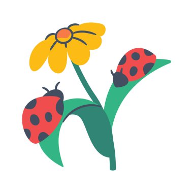 çiftçilik ve doğa böcekleri ilkbahar veya ilkbahar karalama renkli renk vektörü olan tek bir izole ikon