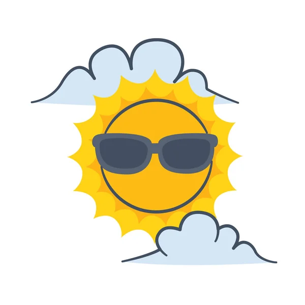 Sunny Glasses Spring Springtime Single Isolated Icon Doodle Colorfull Color —  Vetores de Stock
