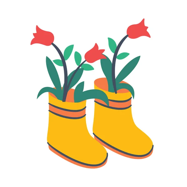 Flower Boot Spring Springtime Single Isolated Icon Doodle Colorfull Color — стоковый вектор