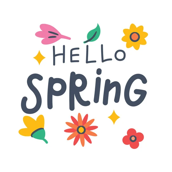 Hello Springtime Spring Springtime Single Isolated Icon Doodle Colorfull Color — Stockvektor