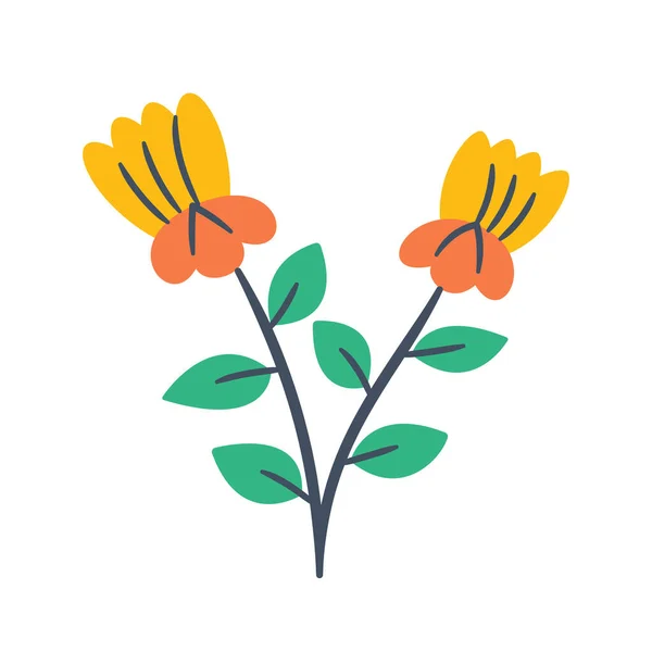 Flores Primavera Primavera Único Ícone Isolado Com Doodle Colorido Vetor — Vetor de Stock