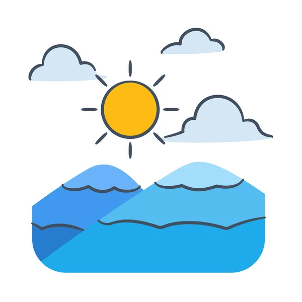 Scenery Landscape Spring Springtime Single Isolated Icon Doodle Colorfull Color — Stock vektor