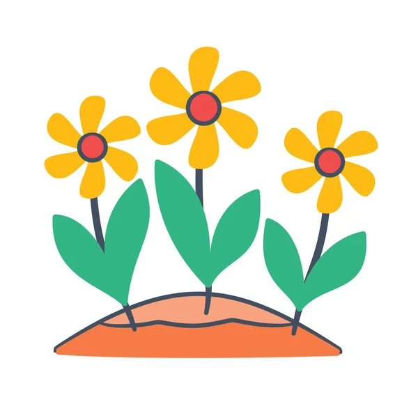 Λουλούδια Άνοιξη Άνοιξη Ενιαίο Μεμονωμένο Εικονίδιο Doodle Πολύχρωμο Διάνυσμα Στυλ — Διανυσματικό Αρχείο