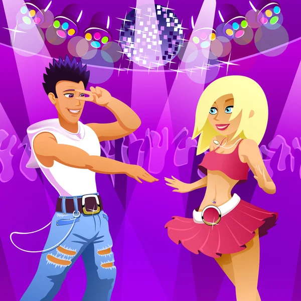 Sexy Paar tanzt Disco — Stockvektor