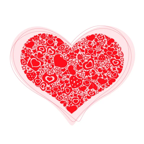Valentites Herz von Objekten rot — Stockvektor